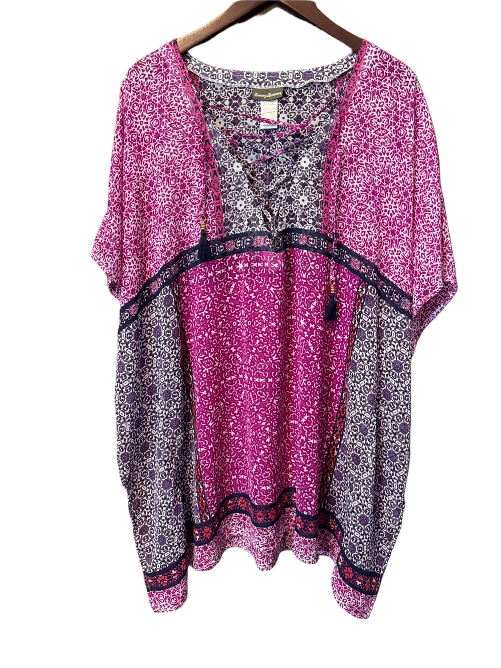 Tommy Bahama Pink and Purple Patterned Women's Swim Coverup Size S/M